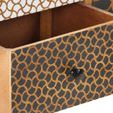 Sideboard With Printed Pattern 130X30X70 Cm Solid Mango Wood