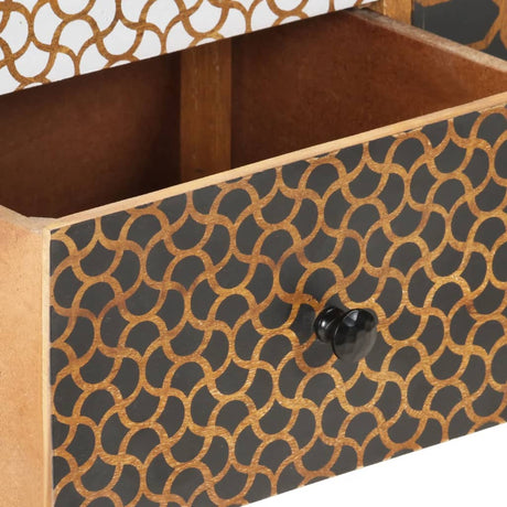 Sideboard With Printed Pattern 130X30X70 Cm Solid Mango Wood
