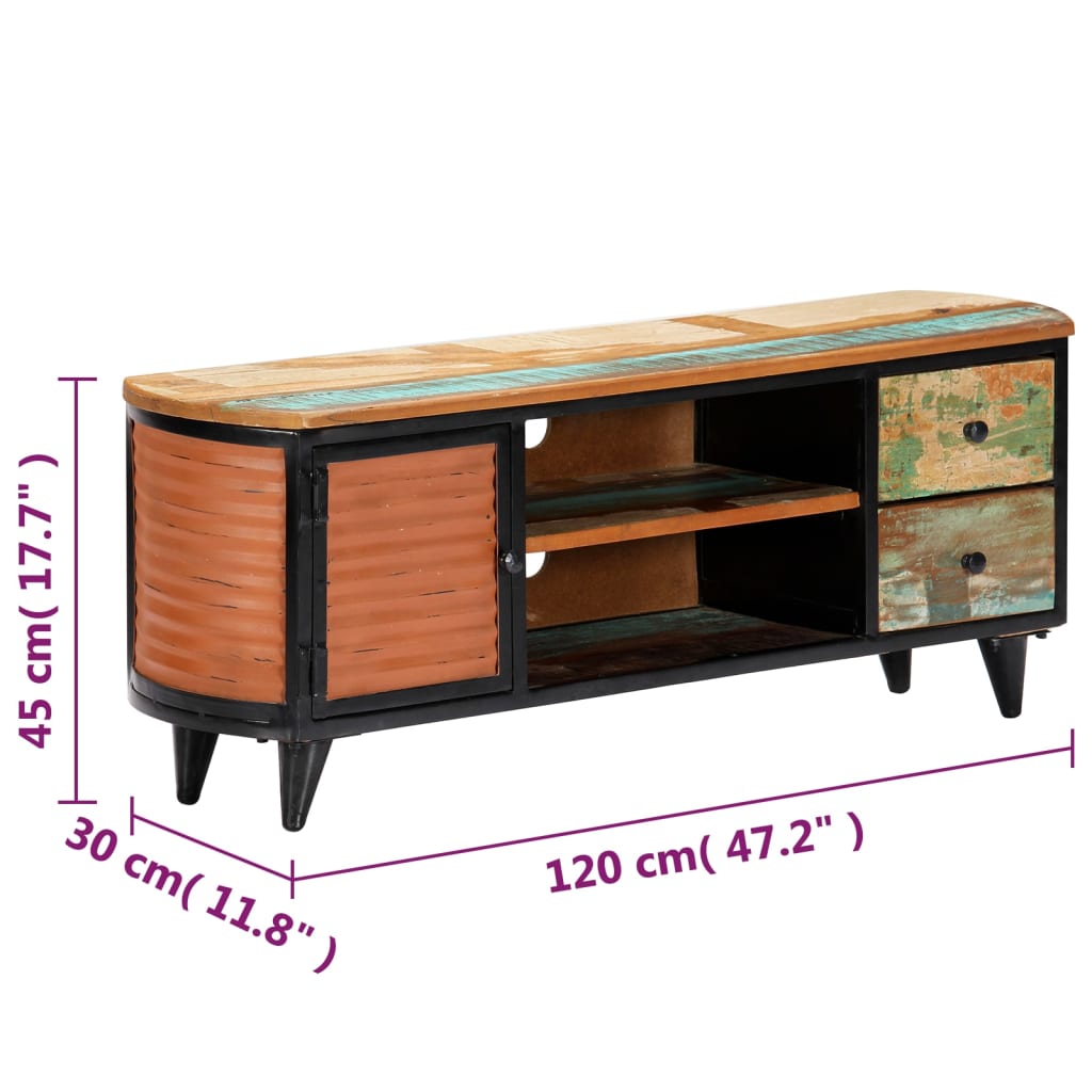 Tv Cabinet 120X30X45 Cm Solid Reclaimed Wood