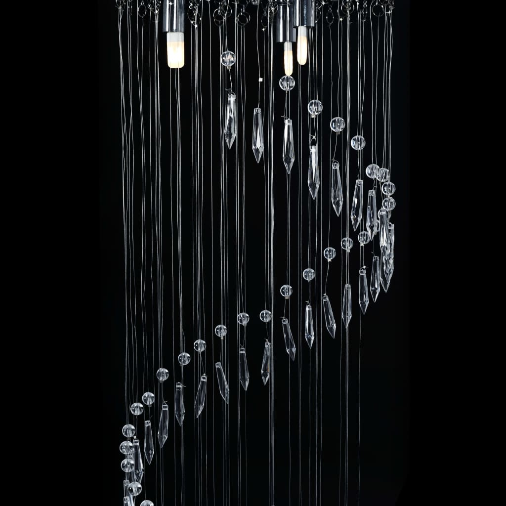 Ceiling Lamp With Crystal Beads Silver Spiral G9