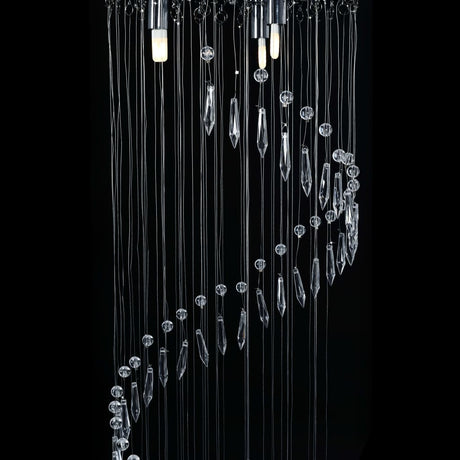 Ceiling Lamp With Crystal Beads Silver Spiral G9