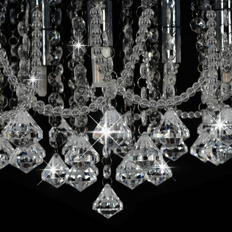 Ceiling Lamp With Crystal Beads Silver Round 4 X G9 Bulbs