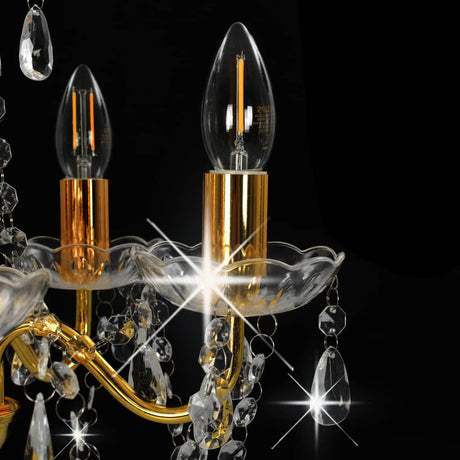 Chandelier With Crystal Beads En Round 5 X E14