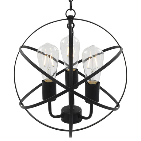 Hanging Lamp Black Sphere 3 X E27 Bulbs