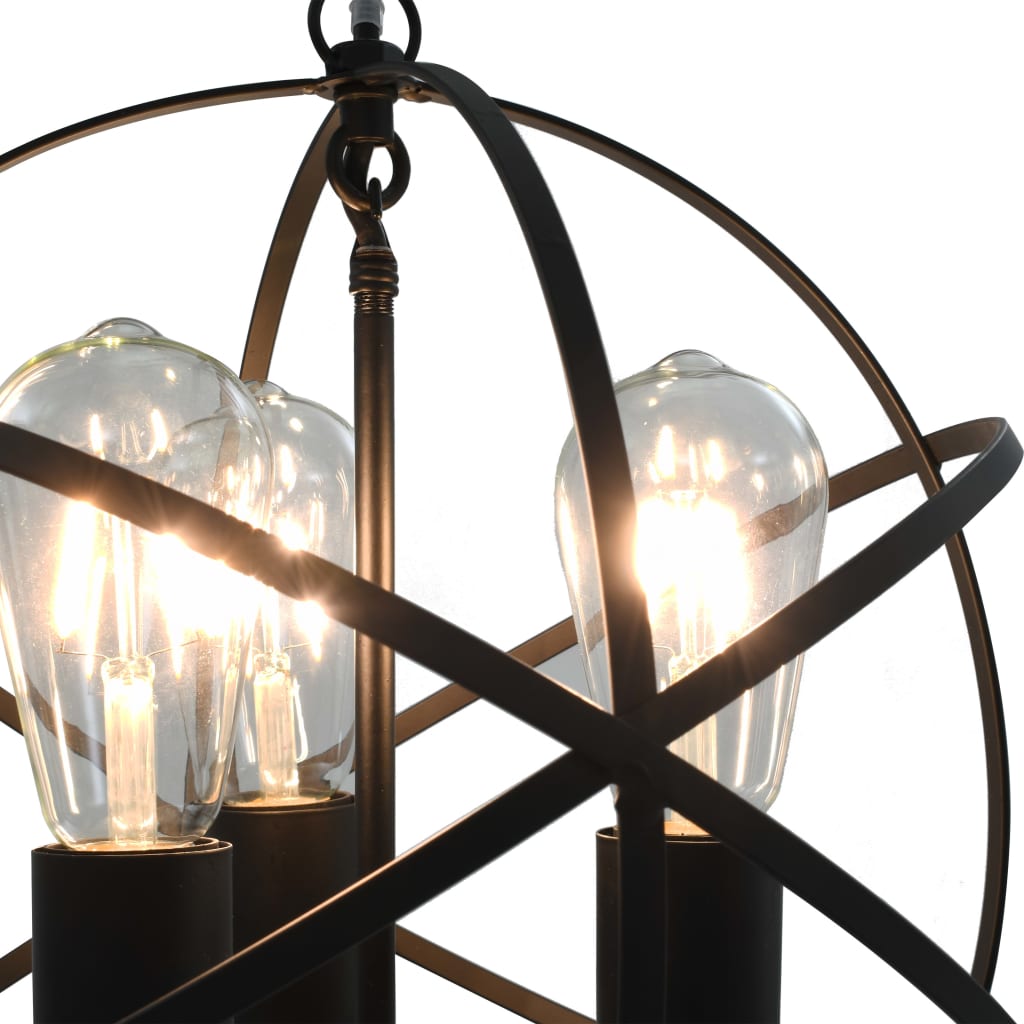 Hanging Lamp Black Sphere 3 X E27 Bulbs