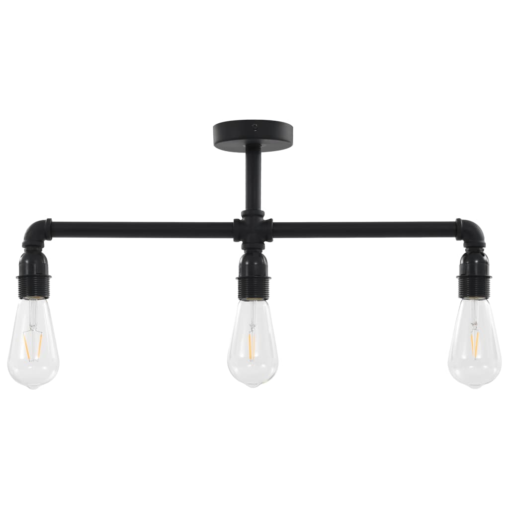 Ceiling Lamp Black 3 X E27 Bulbs