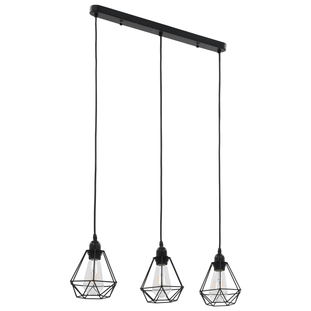 Ceiling Lamp With Diamond Design Black 3 X E27 Bulbs