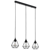 Ceiling Lamp With Diamond Design Black 3 X E27 Bulbs