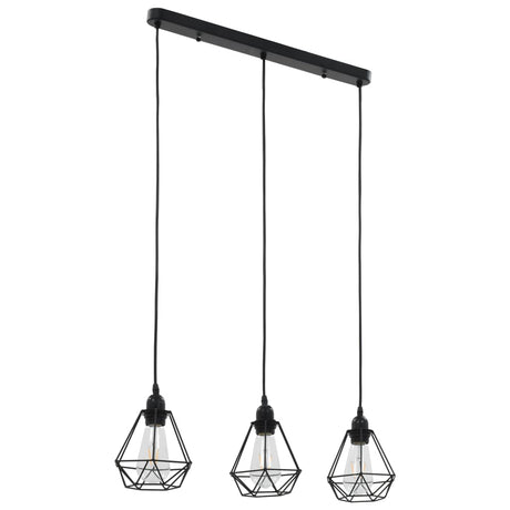 Ceiling Lamp With Diamond Design Black 3 X E27 Bulbs