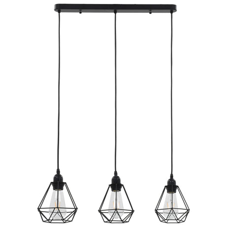 Ceiling Lamp With Diamond Design Black 3 X E27 Bulbs