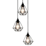 Ceiling Lamp With Diamond Design Black 3 X E27 Bulbs