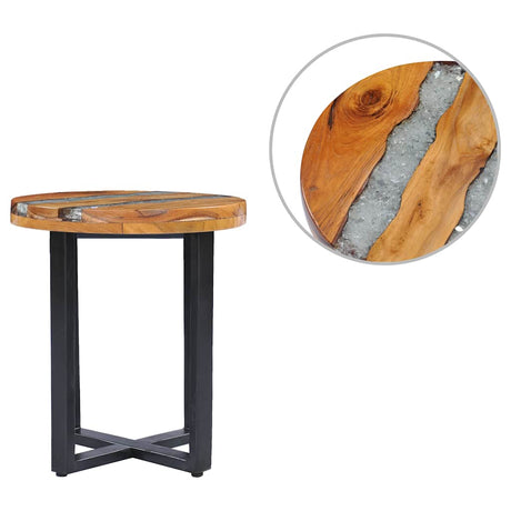 Coffee Table 40X45 Cm Solid Teak Wood And Polyresin