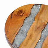 Coffee Table 40X45 Cm Solid Teak Wood And Polyresin