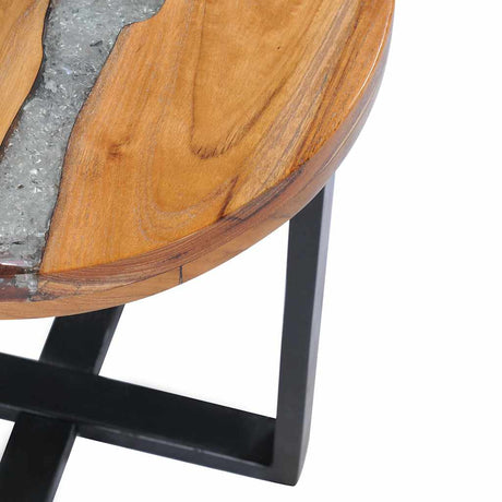 Coffee Table 40X45 Cm Solid Teak Wood And Polyresin