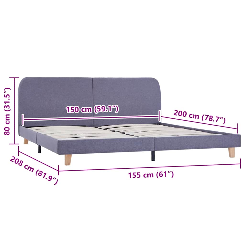 Bed Frame without Mattress Light Grey Fabric 150x200 cm King Size
