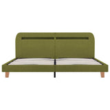 Bed Frame with LED without Mattress Green Fabric 150x200 cm King Size