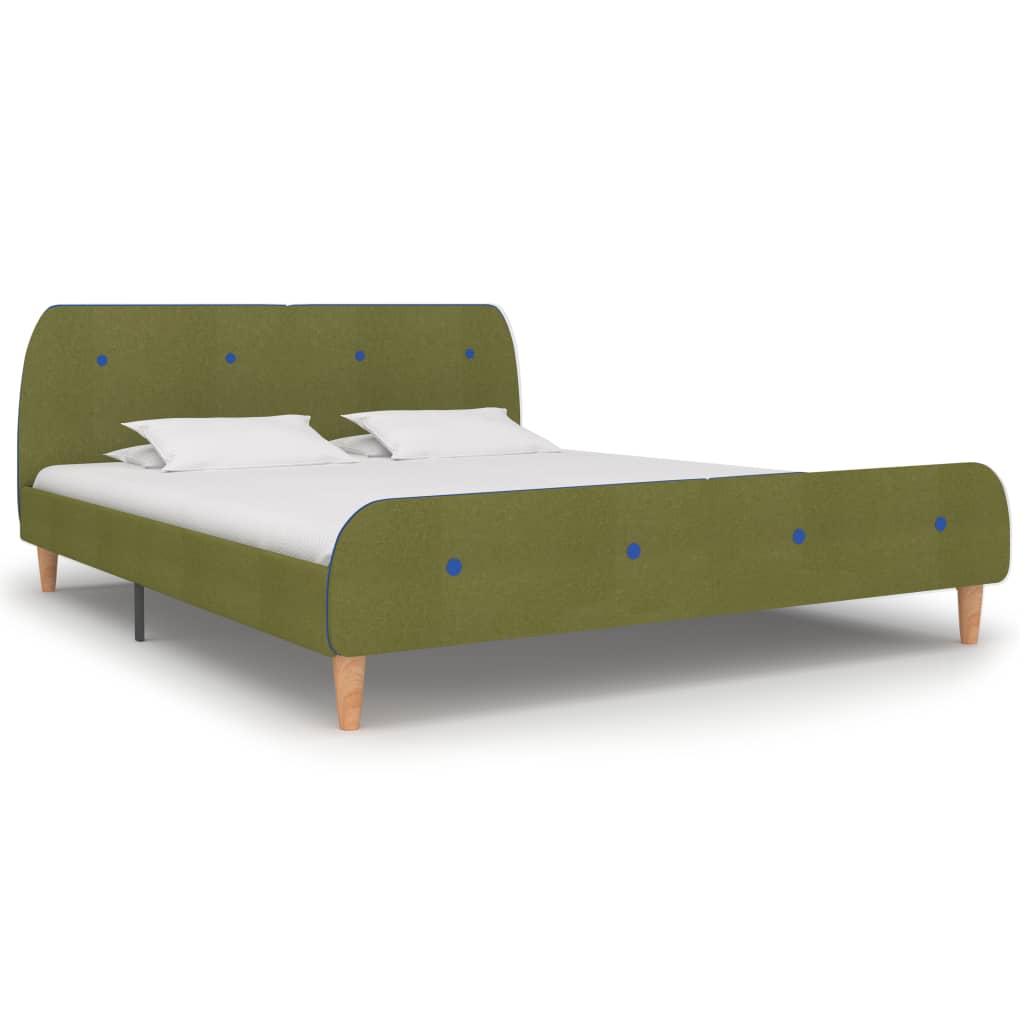 Bed Frame without Mattress Green Fabric 150x200 cm King Size