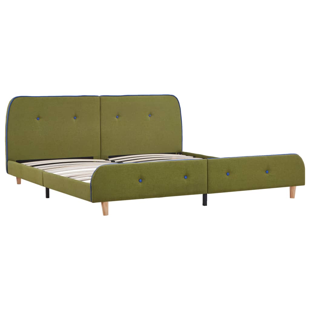 Bed Frame without Mattress Green Fabric 150x200 cm King Size