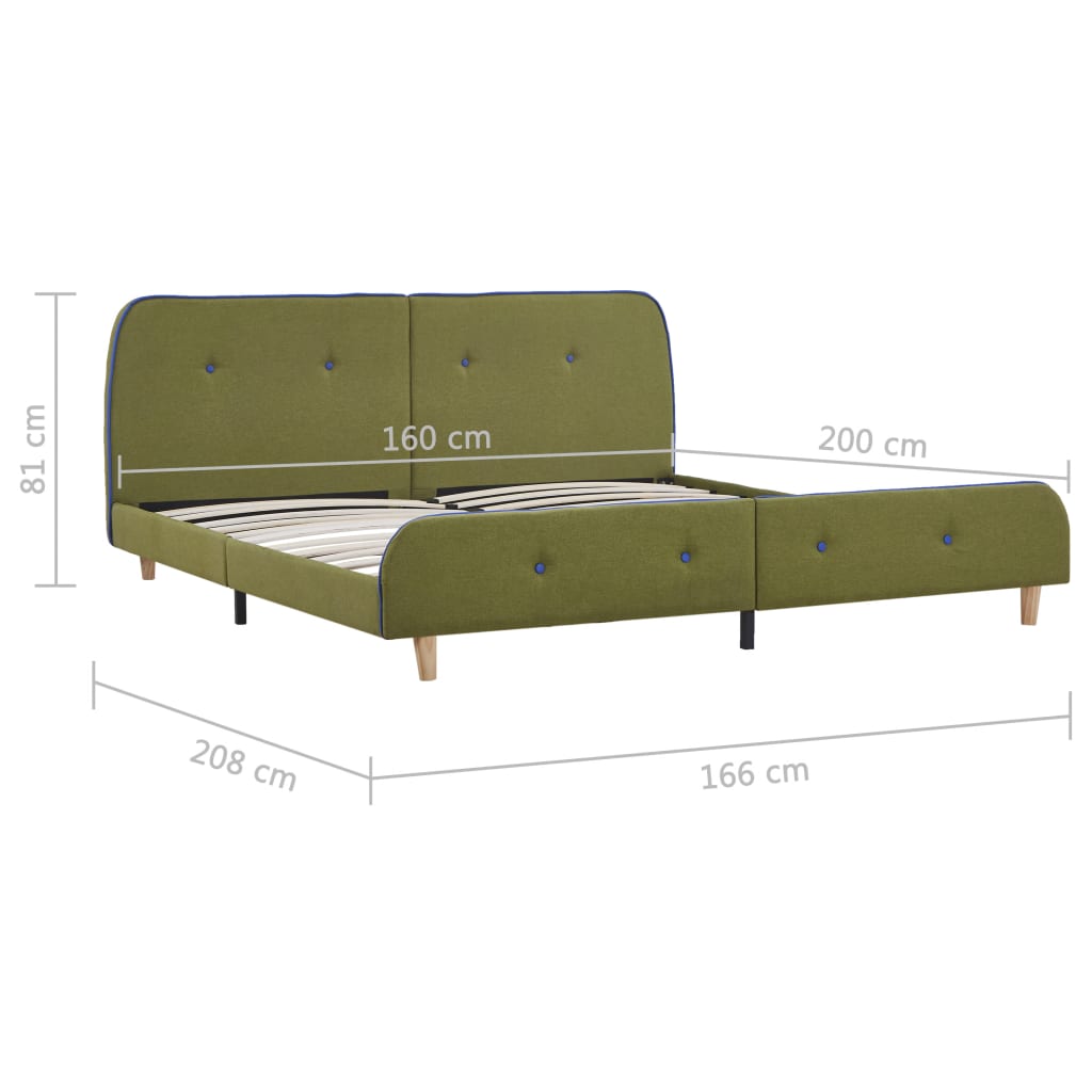 Bed Frame without Mattress Green Fabric 150x200 cm King Size