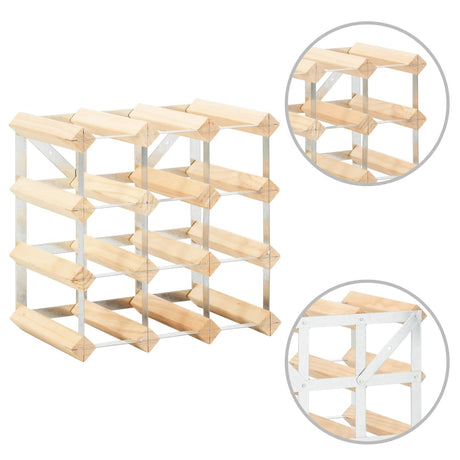 Wine Rack For 12 Bottles Solid Pinewood