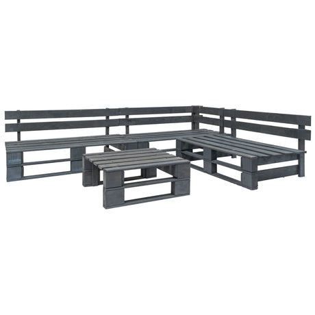 4 Piece Garden Pallet Lounge Set Natural Wood