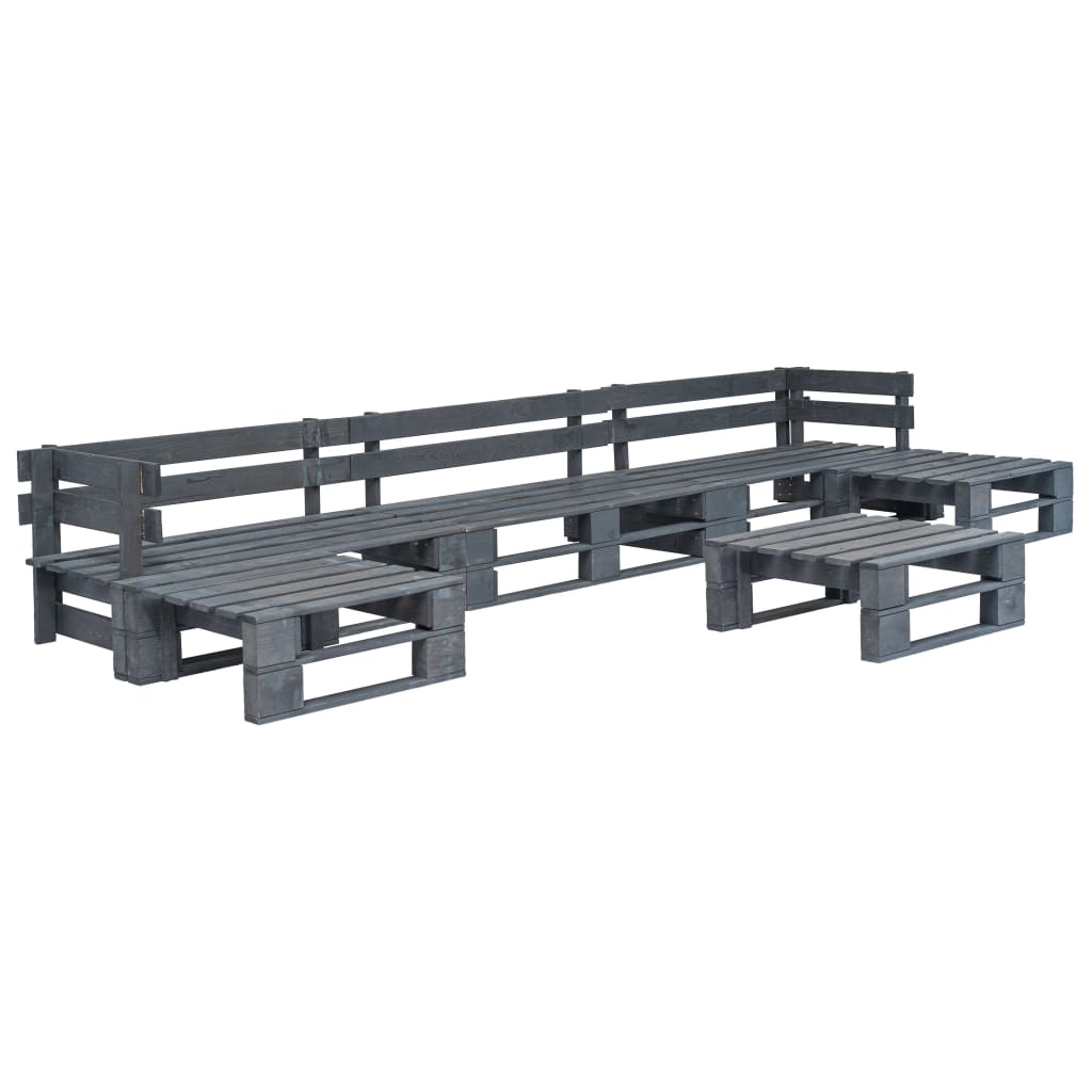 6 Piece Garden Pallet Lounge Set Natural Wood