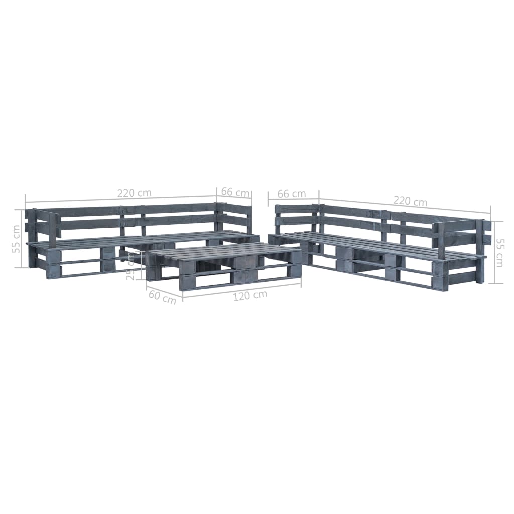 6 Piece Garden Pallets Lounge Set Wood