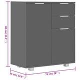 Sideboard High Gloss 71X35X80 Cm Engineered Wood