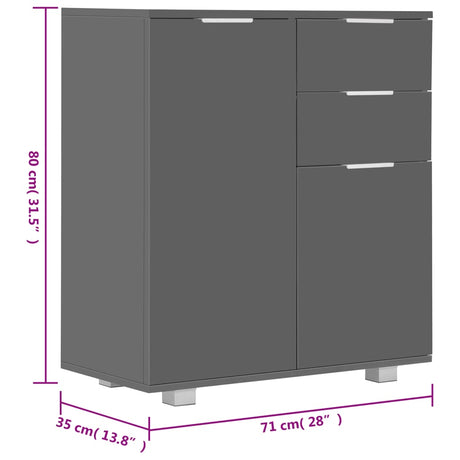 Sideboard High Gloss 71X35X80 Cm Engineered Wood