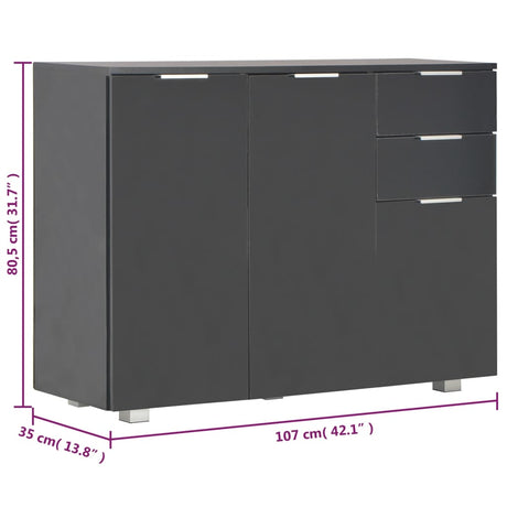 Sideboard High Gloss 107X35X80.5 Cm