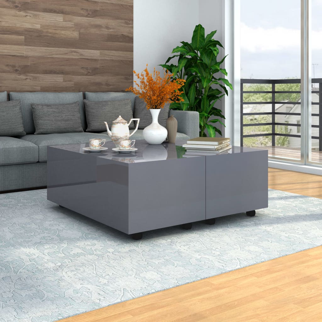 Coffee Table High Gloss Engineered Wood
