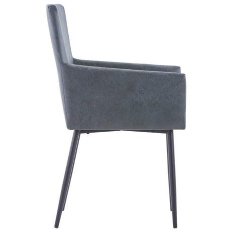 Dining Chairs With Armrests 2 Pcs Faux Suede Leather