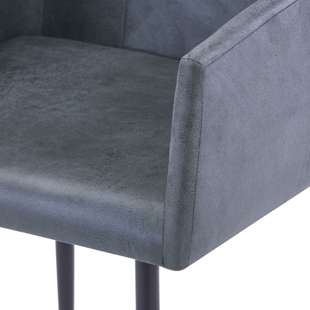Dining Chairs With Armrests 2 Pcs Faux Suede Leather