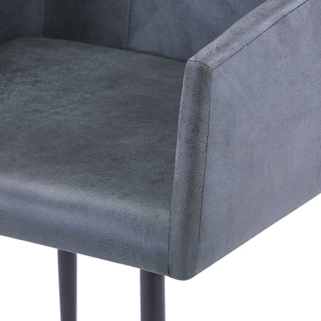 Dining Chairs With Armrests 2 Pcs Faux Suede Leather