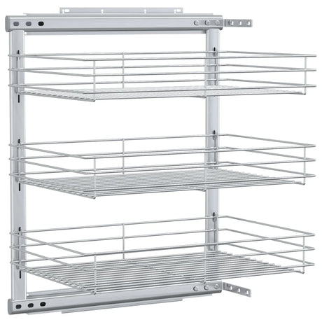3-Tier Pull-Out Kitchen Wire Basket Silver