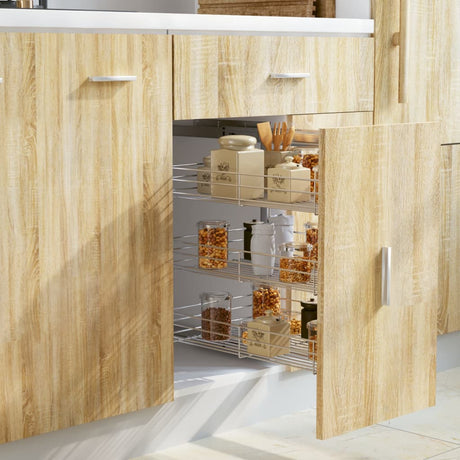 3-Tier Pull-Out Kitchen Wire Basket Silver