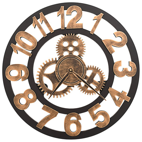 Wall Clock Metal 58 Cm Golden And Black