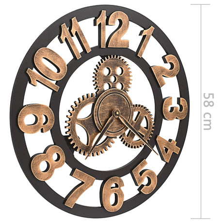 Wall Clock Metal 58 Cm Golden And Black