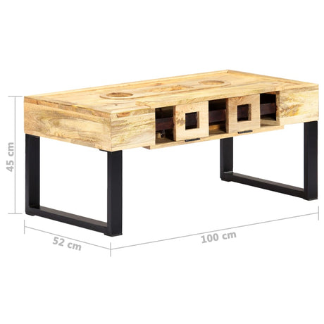 Coffee Table Cassette Style 100X52X45 Cm Solid Mango Wood