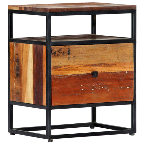 Bedside Cabinet 40X30X50 Cm Solid Reclaimed Wood And Steel