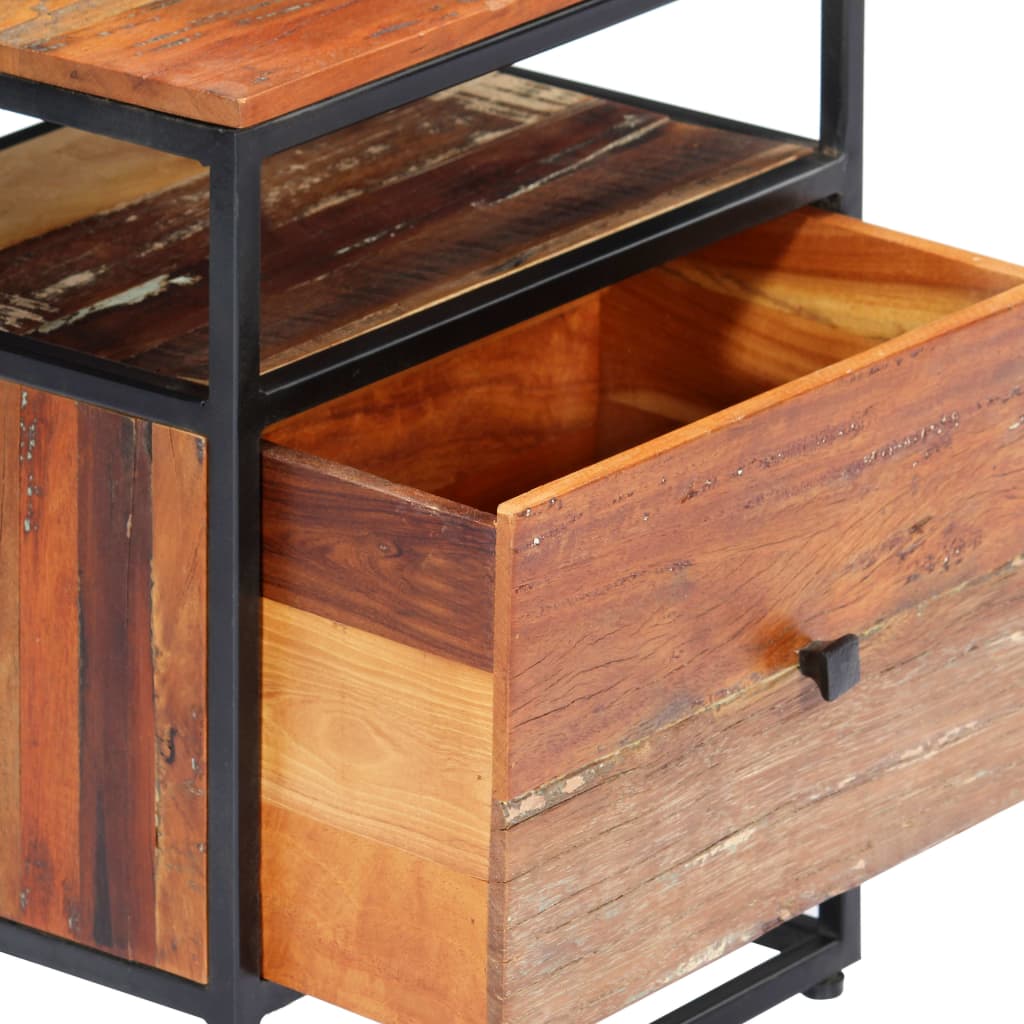 Bedside Cabinet 40X30X50 Cm Solid Reclaimed Wood And Steel