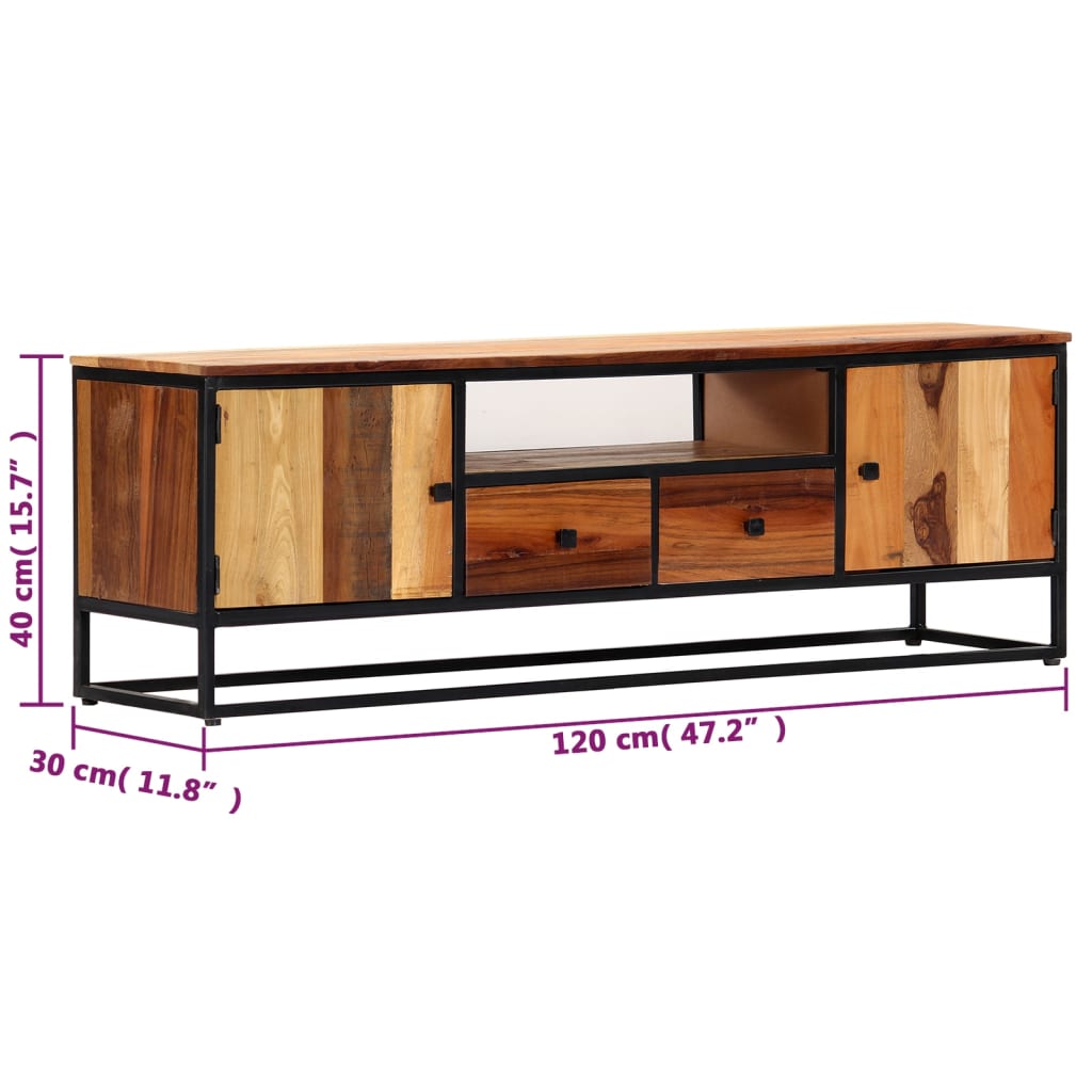 Tv Cabinet 120X30X40 Cm Solid Reclaimed Wood And Steel