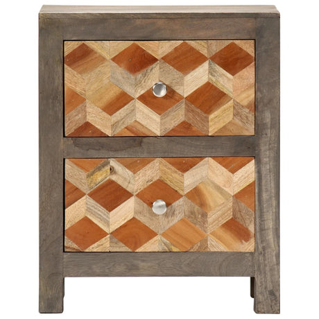 Bedside Cabinet Grey 40X30X50 Cm Solid Mango Wood