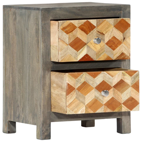Bedside Cabinet Grey 40X30X50 Cm Solid Mango Wood