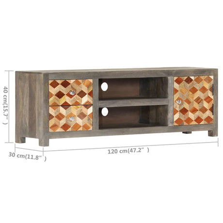 Tv Cabinet Grey 120X30X40 Cm Solid Mango Wood