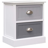 Nightstand White And Natural 38X28X45 Cm Paulownia Wood