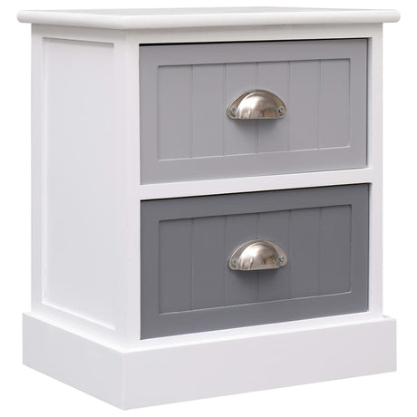 Nightstand White And Natural 38X28X45 Cm Paulownia Wood