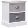 Nightstand White And Natural 38X28X45 Cm Paulownia Wood