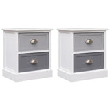 Nightstand White And Natural 38X28X45 Cm Paulownia Wood