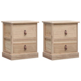 Nightstand White And Natural 38X28X45 Cm Paulownia Wood